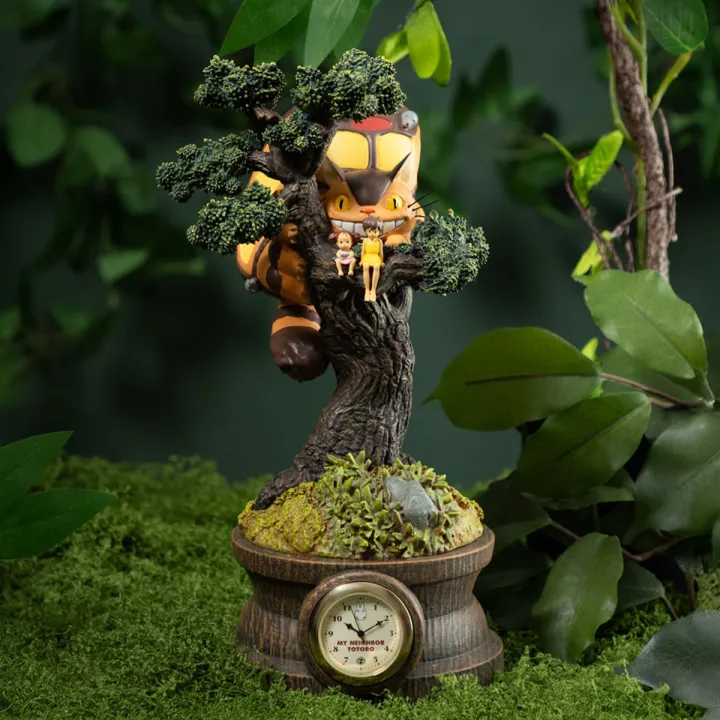 Diorama table clock Mei, Satsuki & Chatbus in the pine tree - My Neig